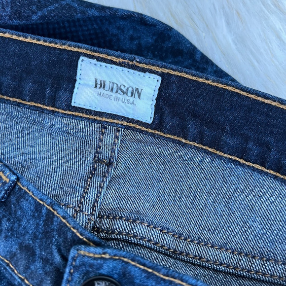 Hudson Womens Skinny Jeans Blue Snake Print Pockets Dark Wash Mid Rise USA 28 - Picture 7 of 8